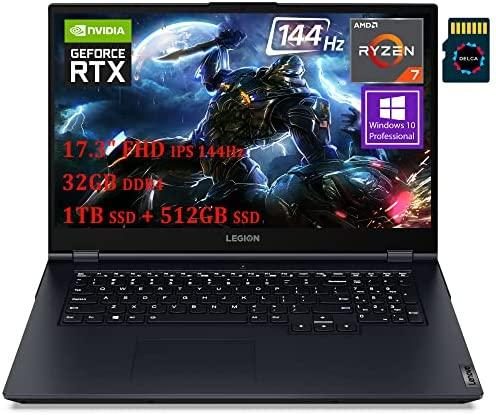 Lenovo Legion 5 17 Gaming Laptop | 17.3″ FHD IPS 144Hz Display | AMD 8-Core Ryzen 7 5800H (>i7-11375H) | 32GB DDR4 1TB SSD 512GB SSD I GeForce RTX 3070 8GB I Backlit HDMI Win10 Pro + 32GB MicroSD Card
