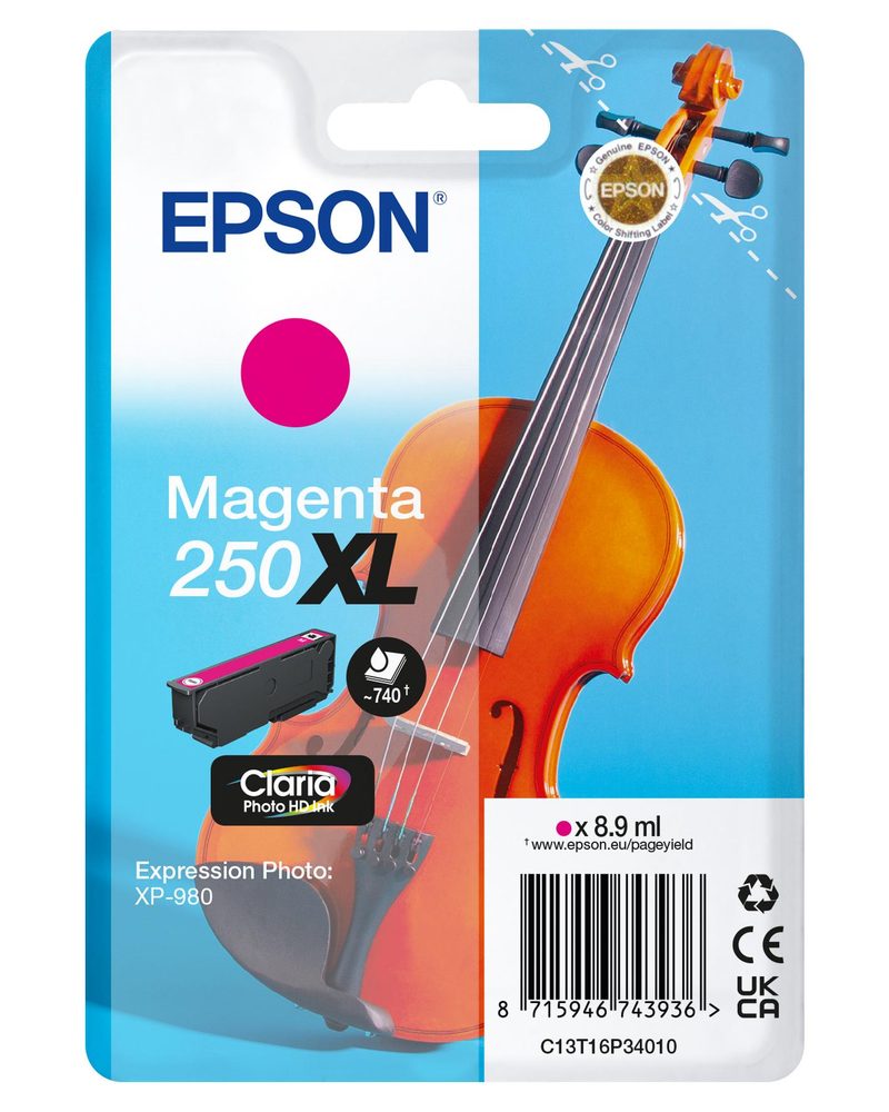 Epson Singlepack Magenta 250XL Violin Claria Photo HD Ink