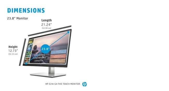 HP E-Series E24t G4 computer monitor 60.5 cm (23.8") 1920 x 1080 pixels Full HD LCD Touchscreen Black, Silver