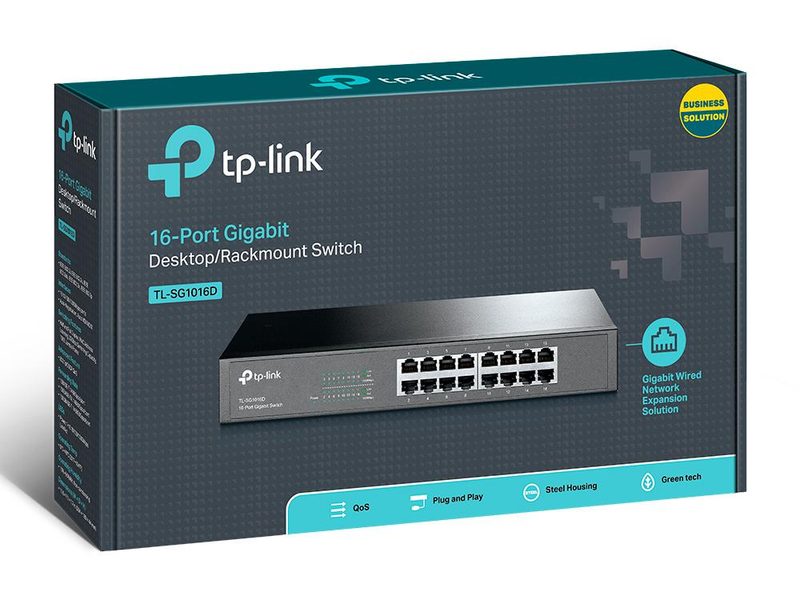TP-Link TL-SG1016D(UN) network switch Unmanaged L2 Gigabit Ethernet (10/100/1000) Black