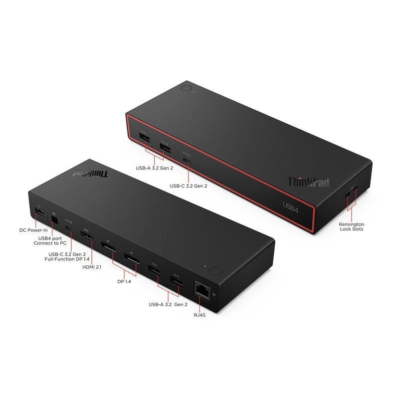 Lenovo 40BF0135UK laptop dock/port replicator Wired USB4 Black