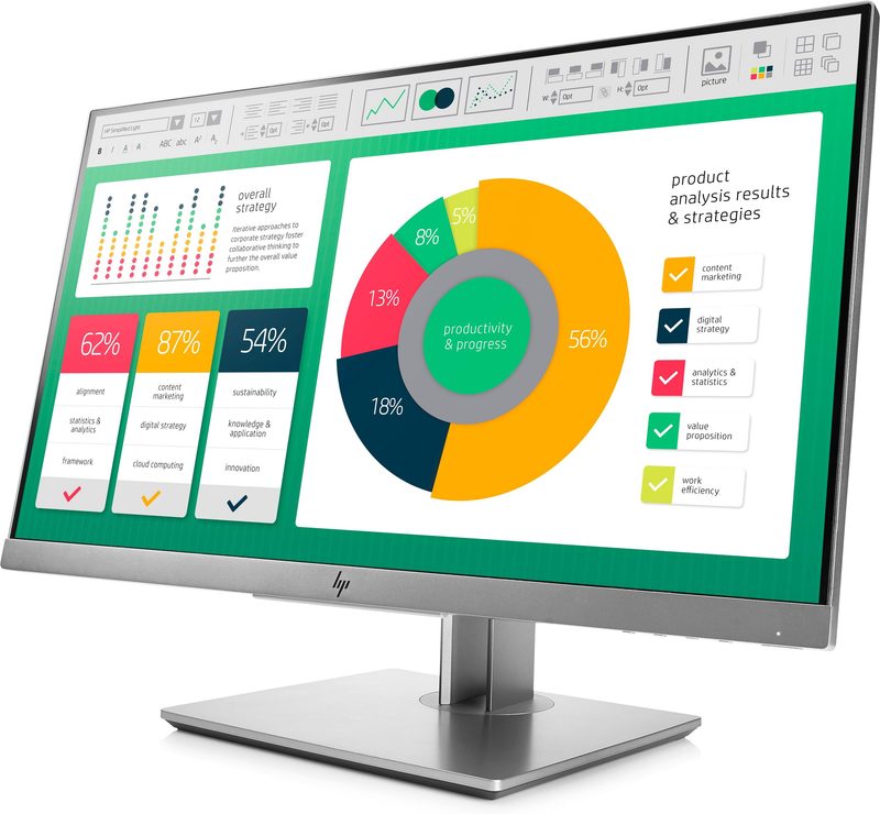 HP EliteDisplay E223 computer monitor 54.6 cm (21.5") 1920 x 1080 pixels Full HD LED Black, Silver