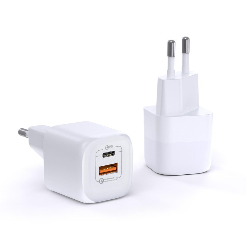 WiWU RY-U33 2 in 1 USB-C + USB-A 3.0 Wall Charger 33W Fast Charging Compatible iPhone iPad