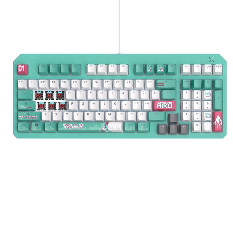 ASUS TUF Gaming K3 Gen II Hatsune Miku Edition keyboard USB Mint colour, White