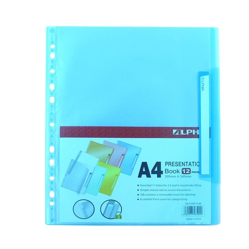 Alpha F334P12-BE Presentation Book 12 Pocket With 11 Hole