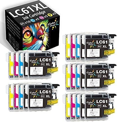 25-Pack ColorPrint Compatible LC61XL Ink Cartridge Replacement for Brother LC-61 XL LC61XL LC65 LC65XL Used for MFC-795CW MFC-990CW MFC-J220 MFC-J265W MFC-J270W MFC-J410W MFC-J415W J630W J615W Printer