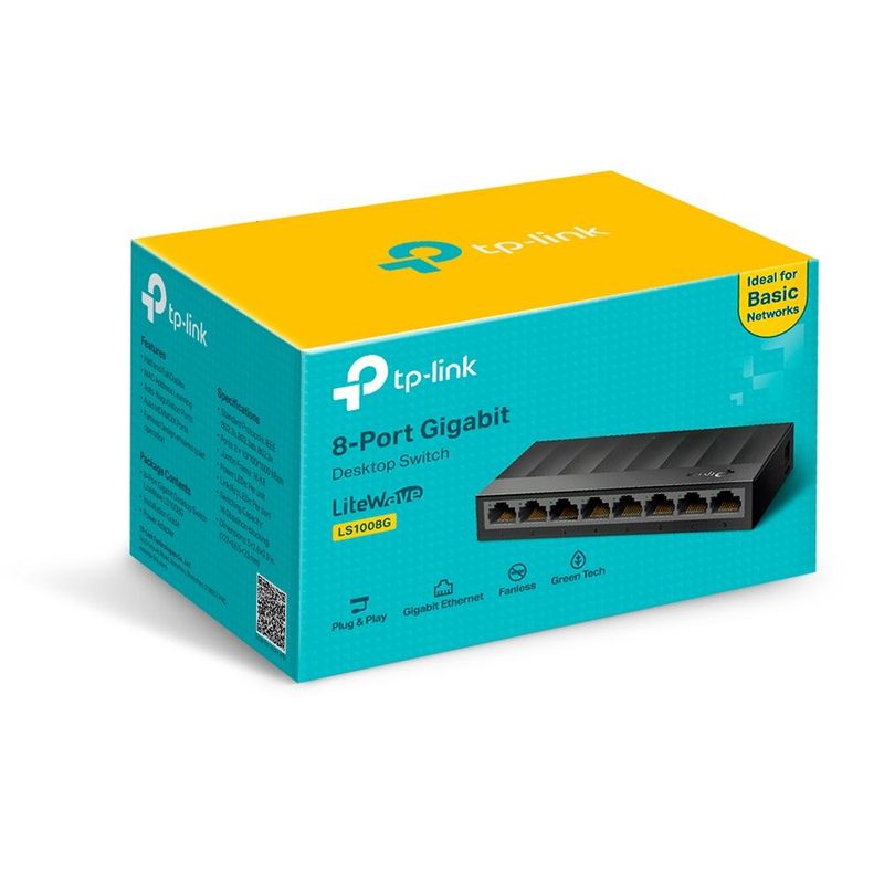 TP-Link LS1008G Unmanaged Gigabit Ethernet (10/100/1000) Black