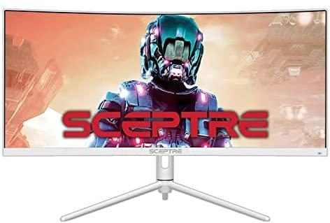 Sceptre 30″ Curved Ultrawide Monitor 2560 x 1080 up to 200Hz DisplayPort HDMI 1ms AMD FreeSync Premium 99% sRGB Picture by Picture/PIP, Build-in Speakers White 2022 (C305B-FUN200W)