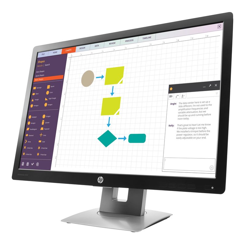 HP EliteDisplay E242 computer monitor 61 cm (24") 1920 x 1200 pixels Full HD LED Black, Silver