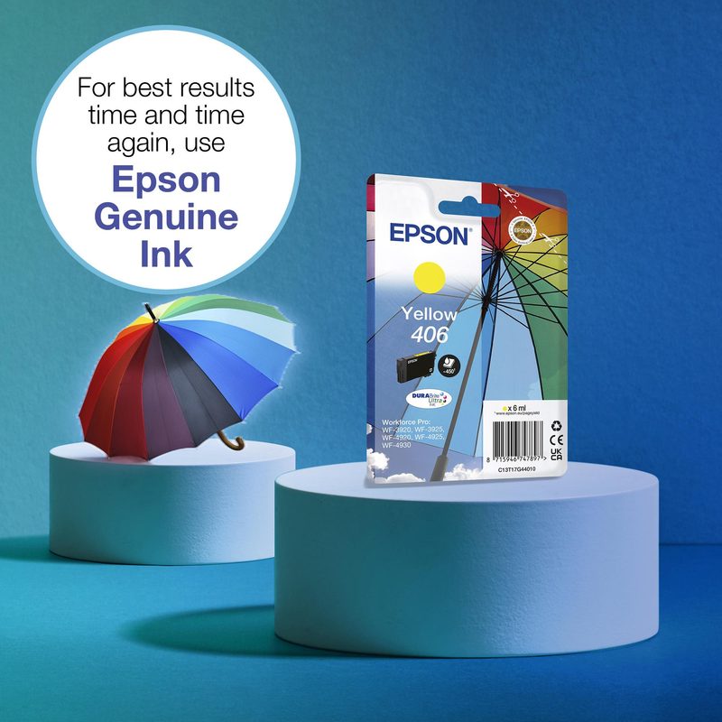 Epson Singlepack Yellow 406 DURABrite Ultra Ink RF/AM Tagged