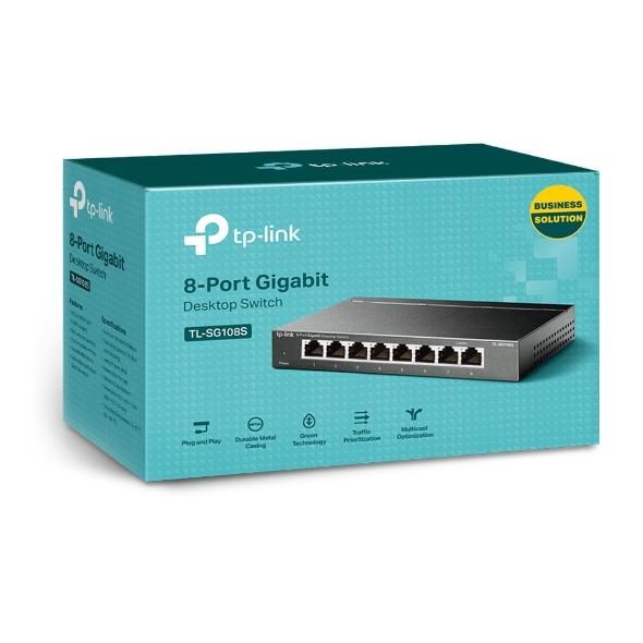 TP-Link TL-SG108S(UN) network switch Unmanaged Gigabit Ethernet (10/100/1000) Desktop Black