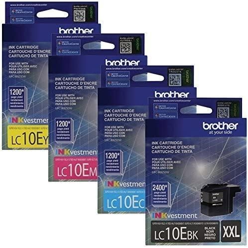 Brother LC10EBK, LC10EC, LC10EM, LC10EY Super High Yield XL Black, Cyan Magenta and Yellow -Ink -Cartridge Set