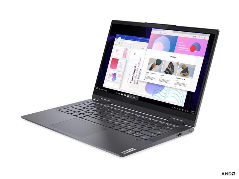Lenovo Yoga 7 14ACN6 AMD Ryzen™ 7 5800U Hybrid (2-in-1) 35.6 cm (14") Touchscreen Full HD 16 GB LPDDR4x-SDRAM 512 GB SSD Wi-Fi 6 (802.11ax) Windows 11 Home Grey