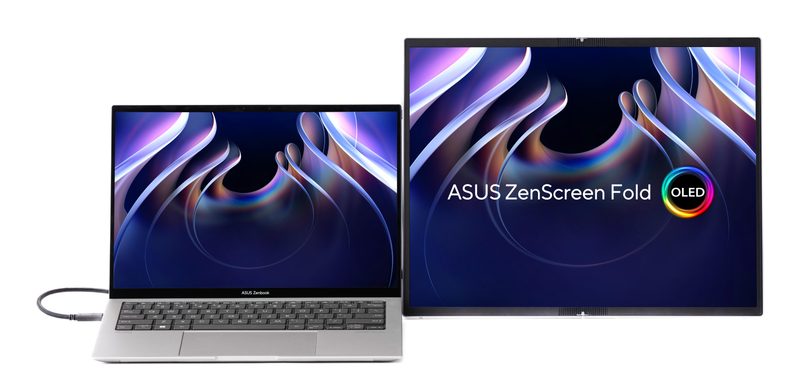 ASUS ZenScreen Fold OLED MQ17QH computer monitor 43.9 cm (17.3") 2560 x 1920 pixels Quad HD Silver