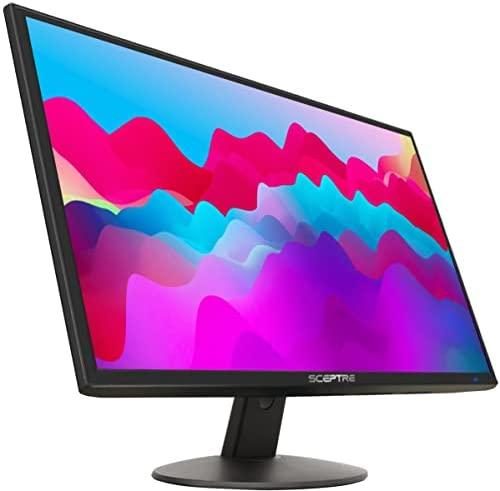 Sceptre E225W-19203R 22″ Ultra Thin 75Hz 1080p LED Monitor 2X HDMI VGA Build-in Speakers, Metallic Black 2018 & New 22 Inch FHD LED Monitor 75Hz 2X HDMI VGA Build-in Speakers, Machine Black
