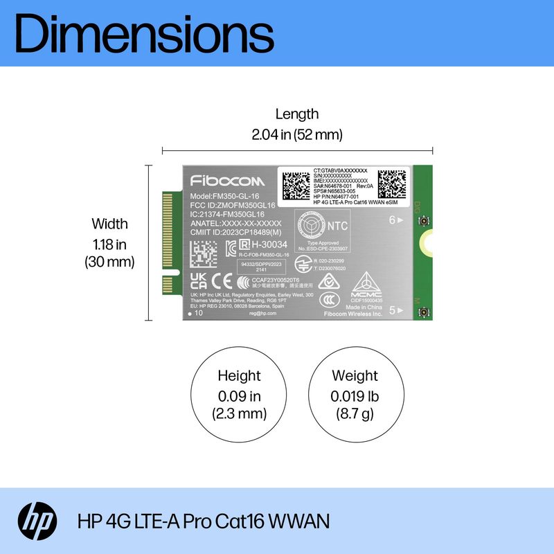 HP 4G LTE-A Pro Cat16 WWAN Internal