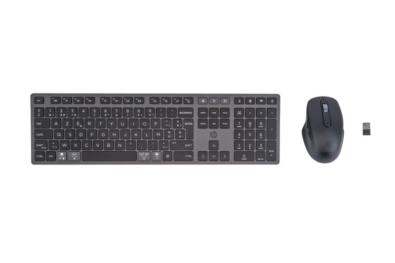 HP 720 Multi-Device Rechargeable Wireless and Mouse Combo keyboard Mouse included Home USB + Bluetooth AZERTY Belgian Black