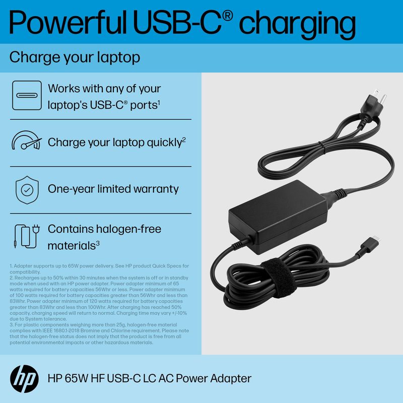 HP 65W Halogen Free LC USB-C AC Adapter