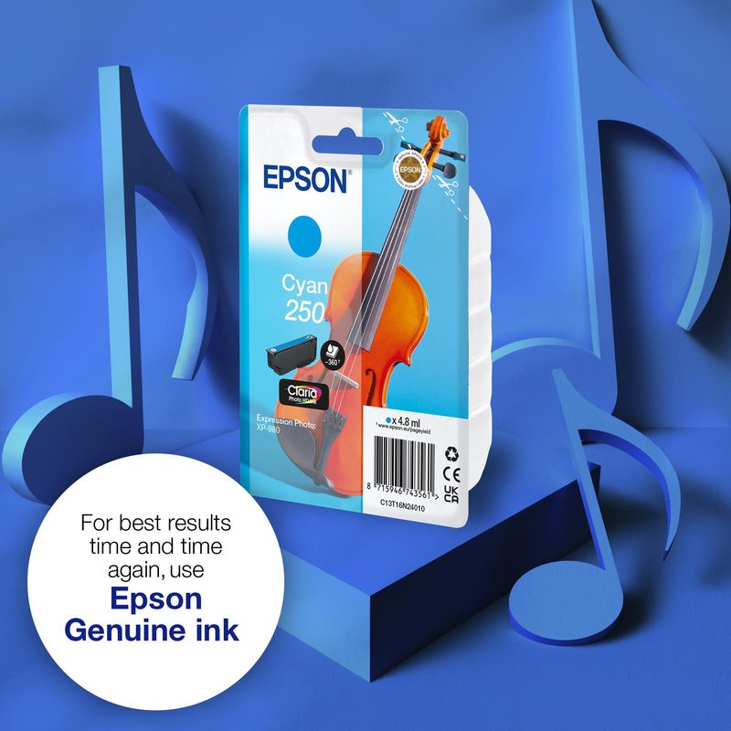 Epson Singlepack Cyan 250 Violin Claria Photo HD Ink