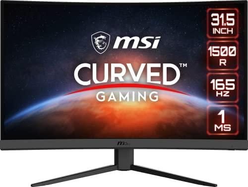 MSI Optix G32CQ4 QHD 1500R Curvature 16:9 Aspect Ratio Non-Glare Super Narrow Bezel 1ms 2560 x 1440 165Hz Refresh Rate Tilt Adjustment AMD FreeSync 32″ Curved Gaming Monitor, Black