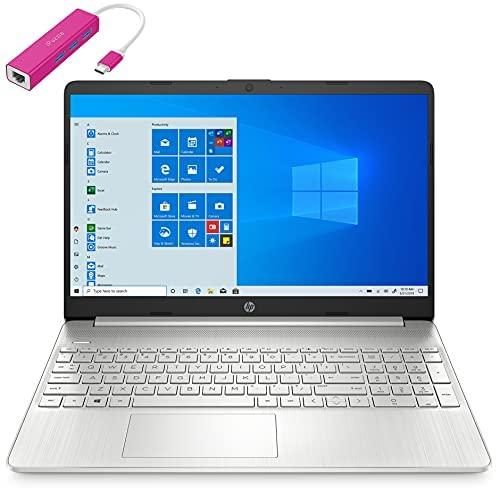 HP 15 15.6″ FHD Laptop Computer, AMD Ryzen 3 3250U up to 3.5GHz (Beat i3-10110U), 64GB DDR4 RAM, 1TB PCIe SSD, 802.11AC WiFi, Bluetooth 5.0, Webcam, Type-C, HDMI, Silver, Windows 10 S, Type-C HUB