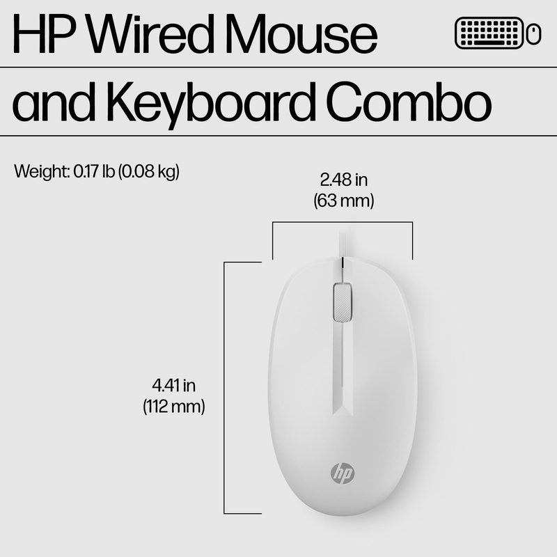 HP 225 Wired Mouse and Keyboard Combo White