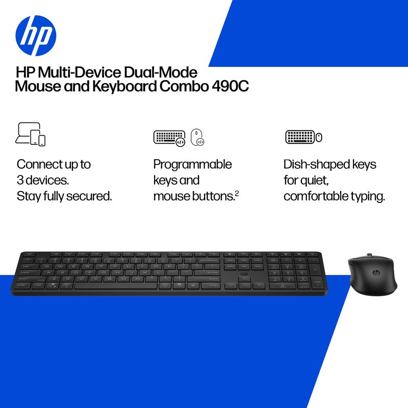 HP Multi-Device Dual-Mode Mouse and Keyboard Combo 490C