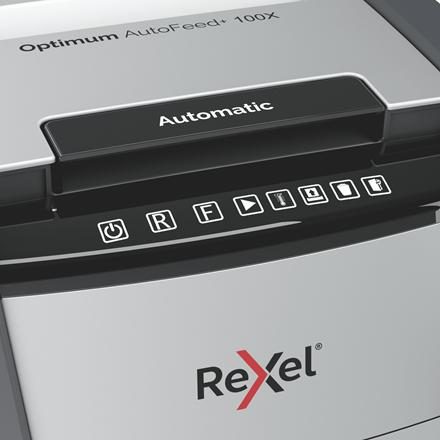 Rexel Optimum AutoFeed+ 100X Automatic Cross Cut Paper Shredder P4