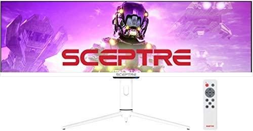Sceptre IPS 43.8 inch UltraWide 32:9 LED Monitor 3840×1080 up to 120Hz DisplayPort HDMI USB Type-C HDR600 AMD FreeSync Premium Build-in Speakers and Remote, Nebula Series White 2021 (E448B-FSN168)
