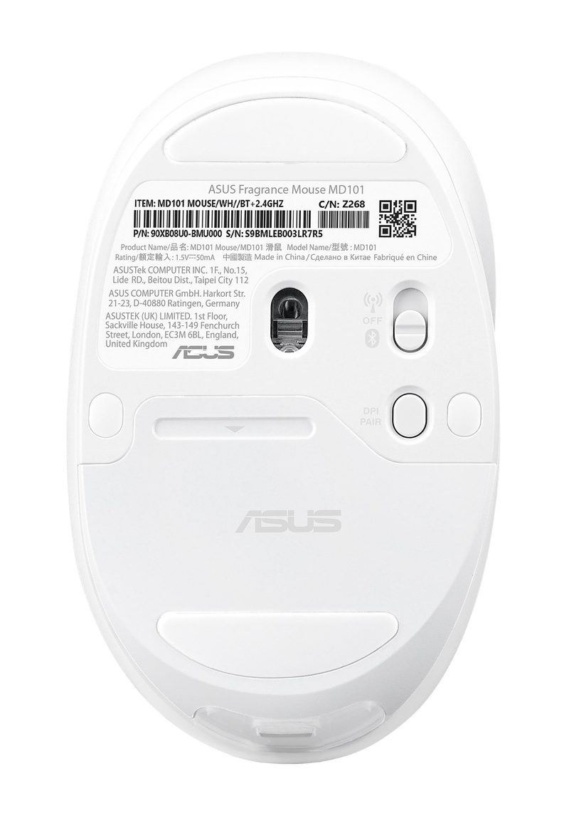 ASUS Fragrance MD101 mouse Home Ambidextrous RF Wireless + Bluetooth Optical 2400 DPI