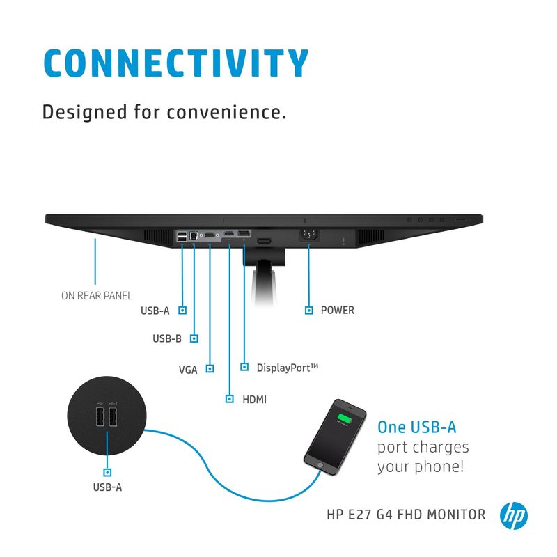 HP E-Series E27 G4 computer monitor 68.6 cm (27") 1920 x 1080 pixels Full HD LED Black