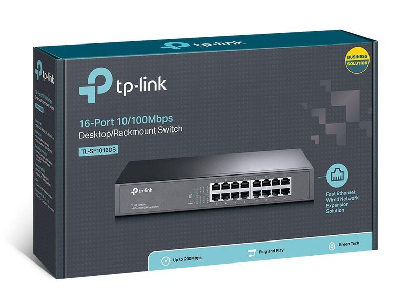 TP-Link TL-SF1016DS Unmanaged Fast Ethernet (10/100) 1U Black