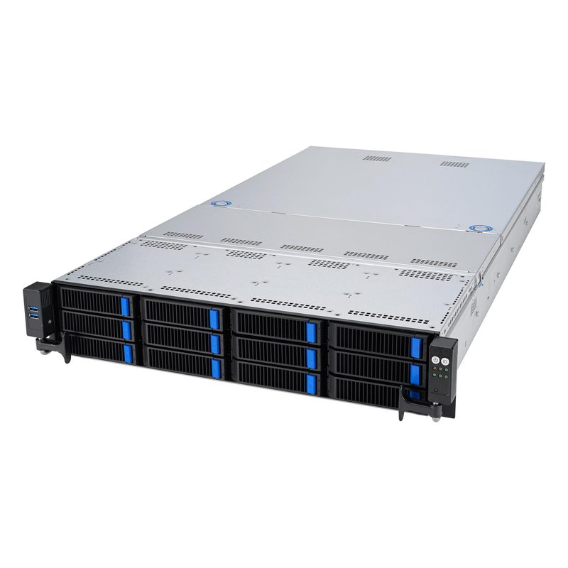 ASUS RS521A-E12-RS12U Socket SP5 Rack (2U) Black, Silver