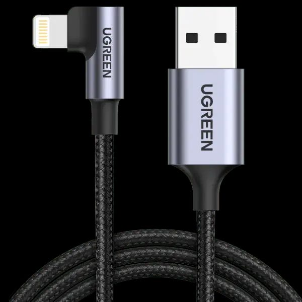 Ugreen MFi Certification Right Angel Lightning to USB A Cable