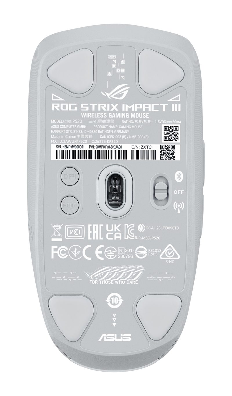 ASUS ROG Strix Impact III Wireless mouse Gaming Ambidextrous RF Wireless + Bluetooth Optical 36000 DPI
