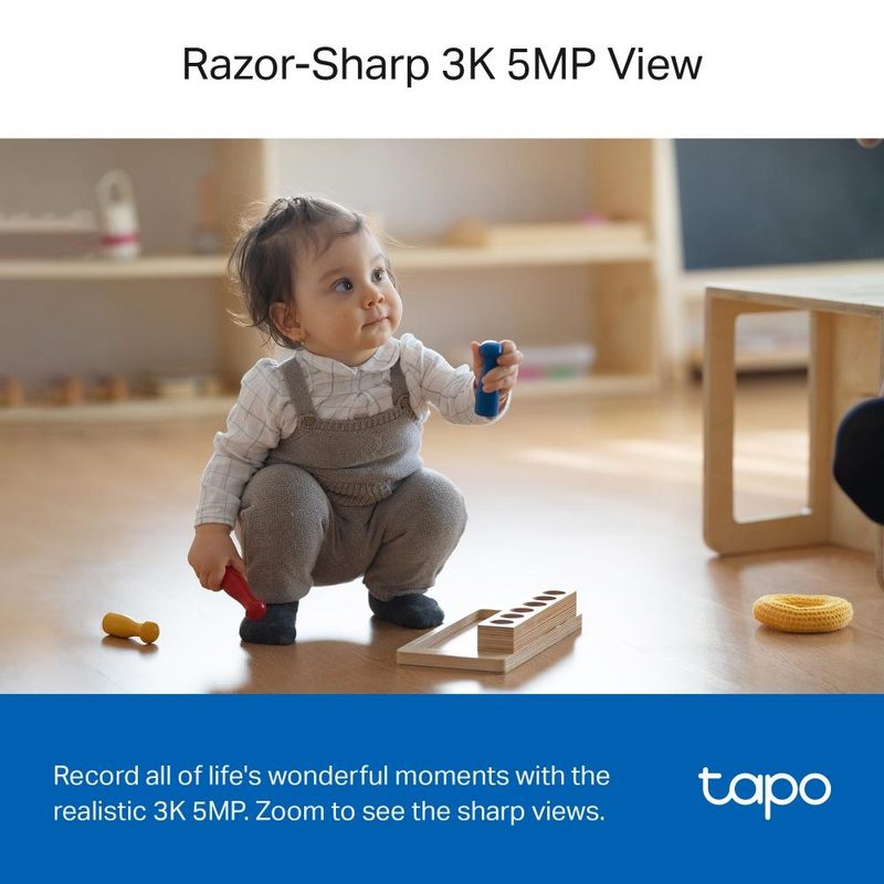 TP-Link Tapo Pan/Tilt AI Home Security Wi-Fi Camera SPEC: 3K 5MP (2880×1620), 2.4 GHz, Horizontal 360º