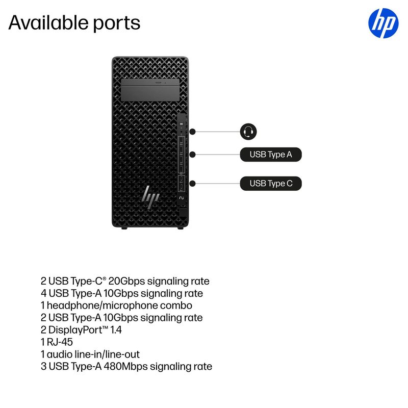 HP Z2 Tower G1i Intel Core Ultra 9 285K 32 GB DDR5-SDRAM 1 TB SSD NVIDIA RTX 2000 Ada Windows 11 Pro Workstation AI Workstation, AI PC Black