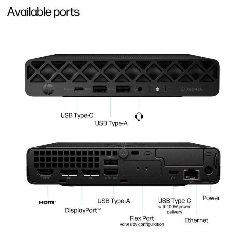 HP EliteDesk 8 Mini G1i AI Intel Core Ultra 5 235T 16 GB DDR5-SDRAM 512 GB SSD Windows 11 Pro Mini PC AI PC Black