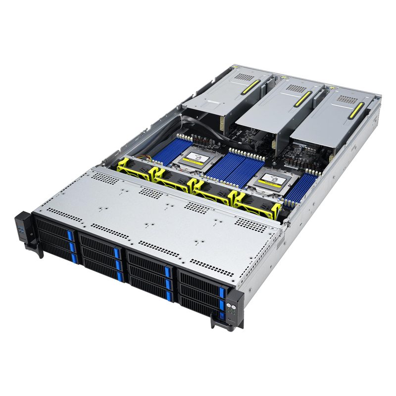ASUS RS720A-E12-RS12 Socket SP5 Rack (2U) Black, Steel