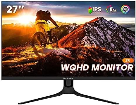 CRUA 27″ 1440P QHD IPS Computer Monitor,75HZ 100% sRGB,with freesync,Low Motion Blur, Eye Care,HDMI,Dp Port-Support VESA-Black