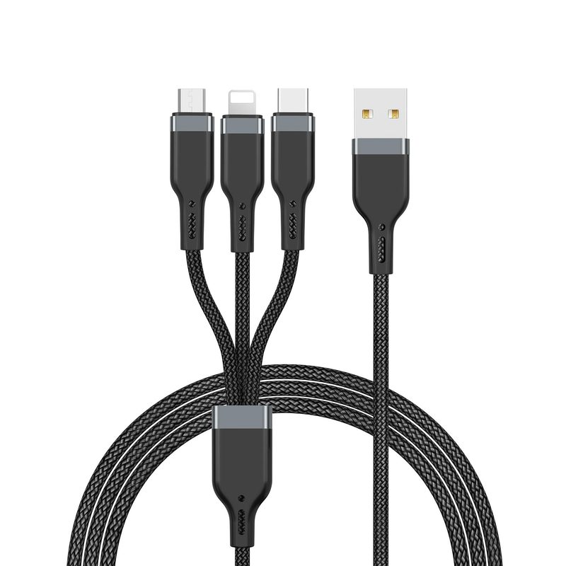 WiWU PT05 Platinum Charger 3 in 1 Cable (Lightning, Micro, Type C) Private Mould Aluminum+nylon Braided PD20W