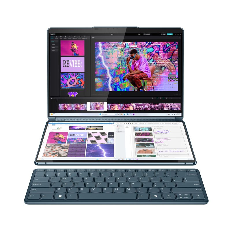 Lenovo Yoga Book 9 13IMU9 Intel Core Ultra 7 155U Hybrid (2-in-1) 33.8 cm (13.3") Touchscreen 2.8K 32 GB LPDDR5x-SDRAM 1 TB SSD Wi-Fi 6E (802.11ax) Windows 11 Pro Teal