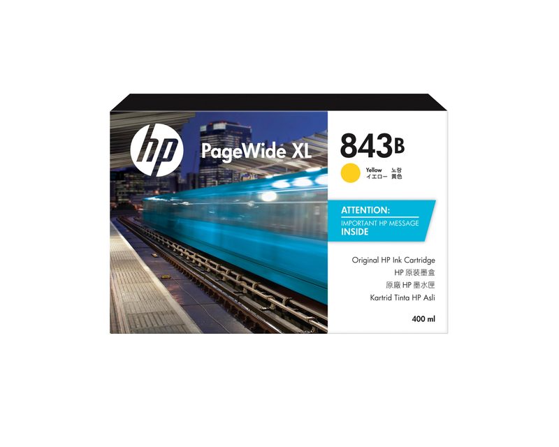 HP 843B 400-ml Yellow PageWide XL Ink Cartridge