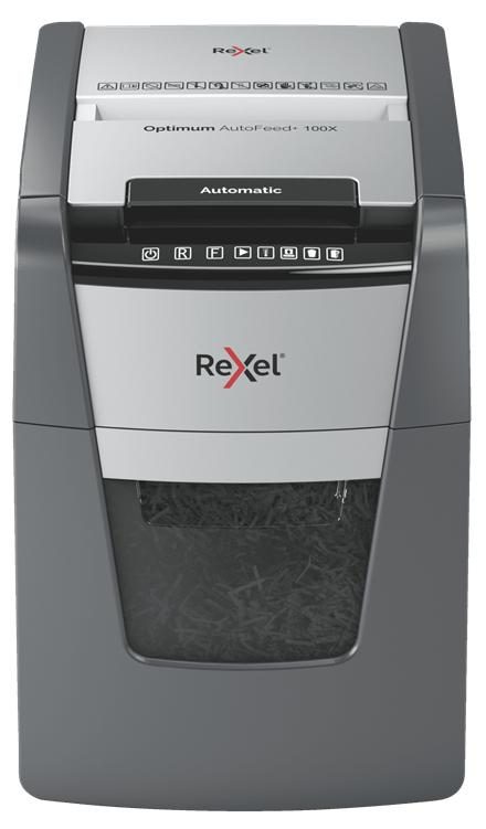 Rexel Optimum AutoFeed+ 100X Automatic Cross Cut Paper Shredder P4