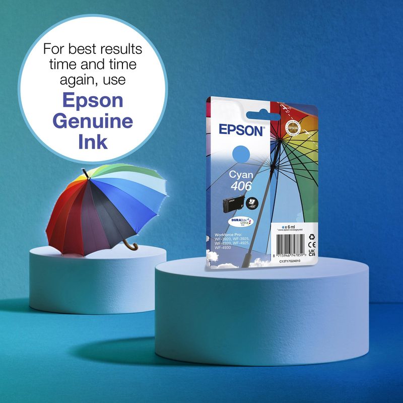 Epson Singlepack Cyan 406 DURABrite Ultra Ink RF/AM Tagged