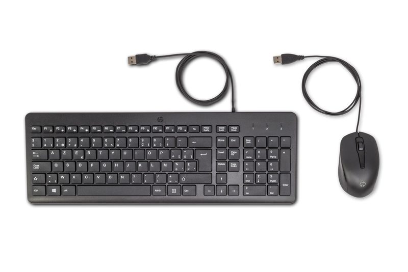 HP 150 Wired Mouse and keyboard Mouse included Home/Office USB AZERTY Belgian Black