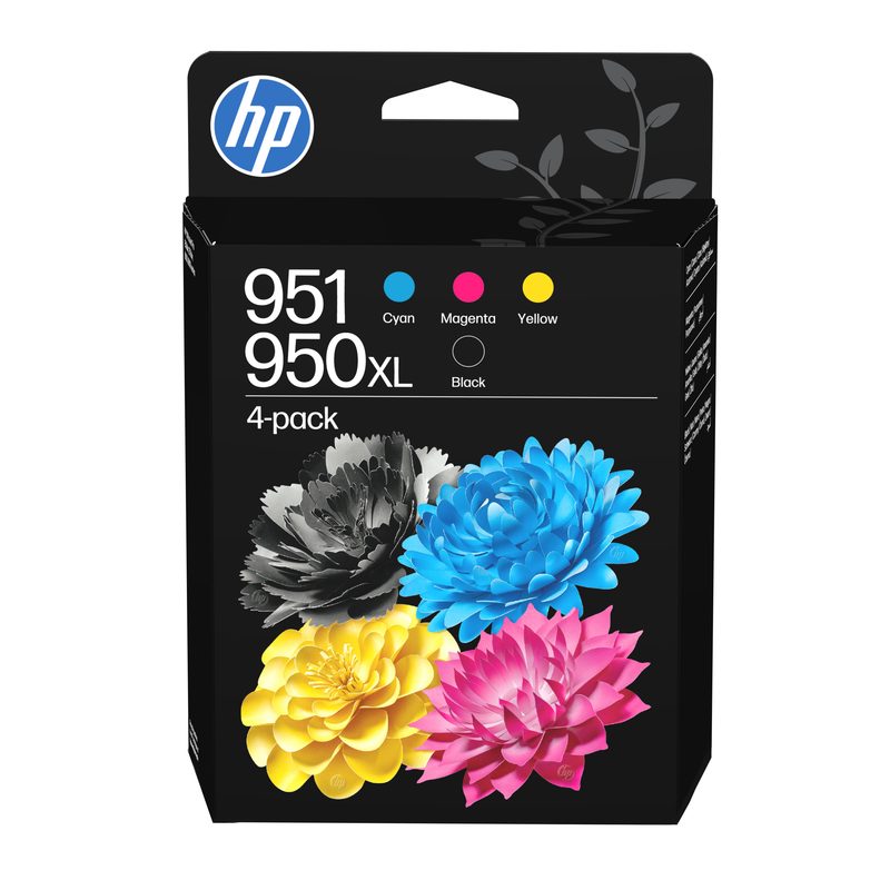 HP 950XL Black / 951 Cyan/Magenta/Yellow 4-Pack Original Ink Cartridges