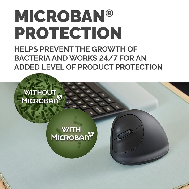 Fellowes Vertical Wireless Mouse Breyta Plus+ Ergonomic Left Handed Vertical Mouse with Antibacterial Protection Large