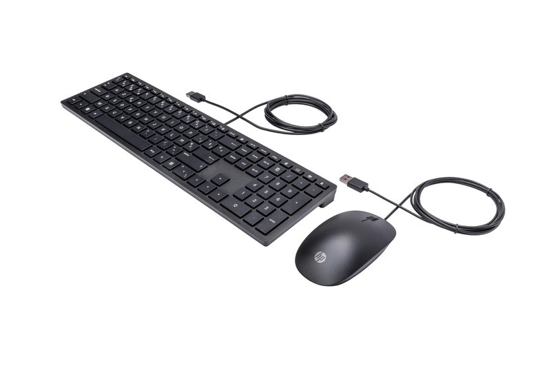 HP Pavilion Wired and Mouse 400 keyboard Mouse included Office USB AZERTY Belgian Black