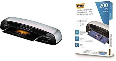 Fellowes 5736601 Laminator Saturn3i 125, 12.5 inch, Rapid 1 Minute Warm-up Laminating Machine, with Laminating Pouches Kit & Thermal Laminating Pouches, 3 mil, 200 Pack – 5743401